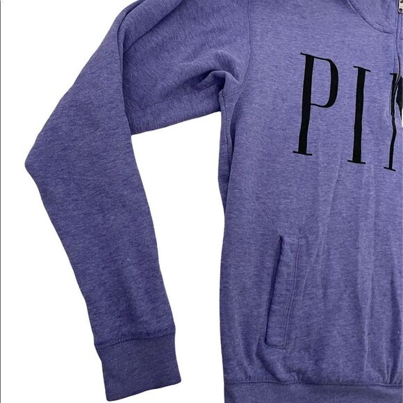 PINK VICTORIAS SECRET purple crew neck zip up size small F179 - Picture 3 of 13